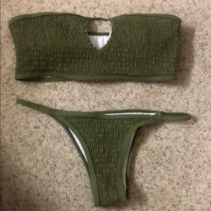 Zaful Olive Bandeau Bikini